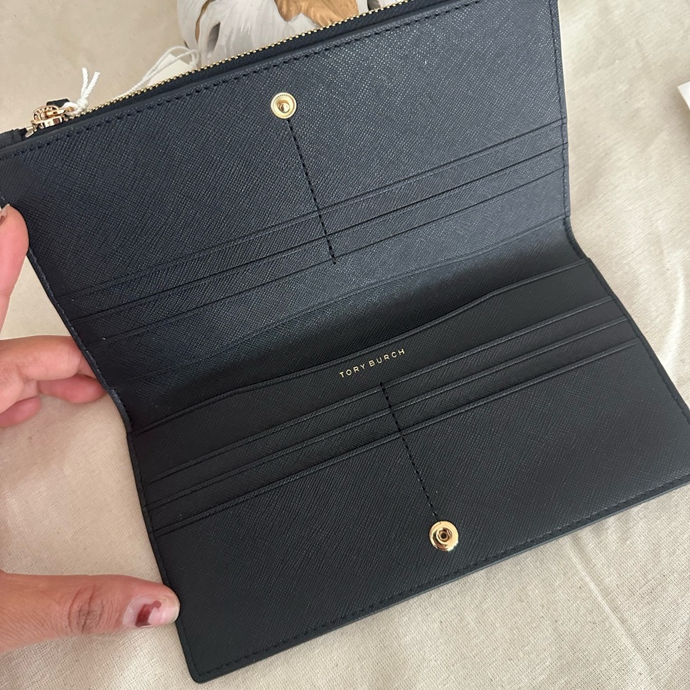 New Tory burch emersonn slim wallet with zipper in black - Picture 4 of 4